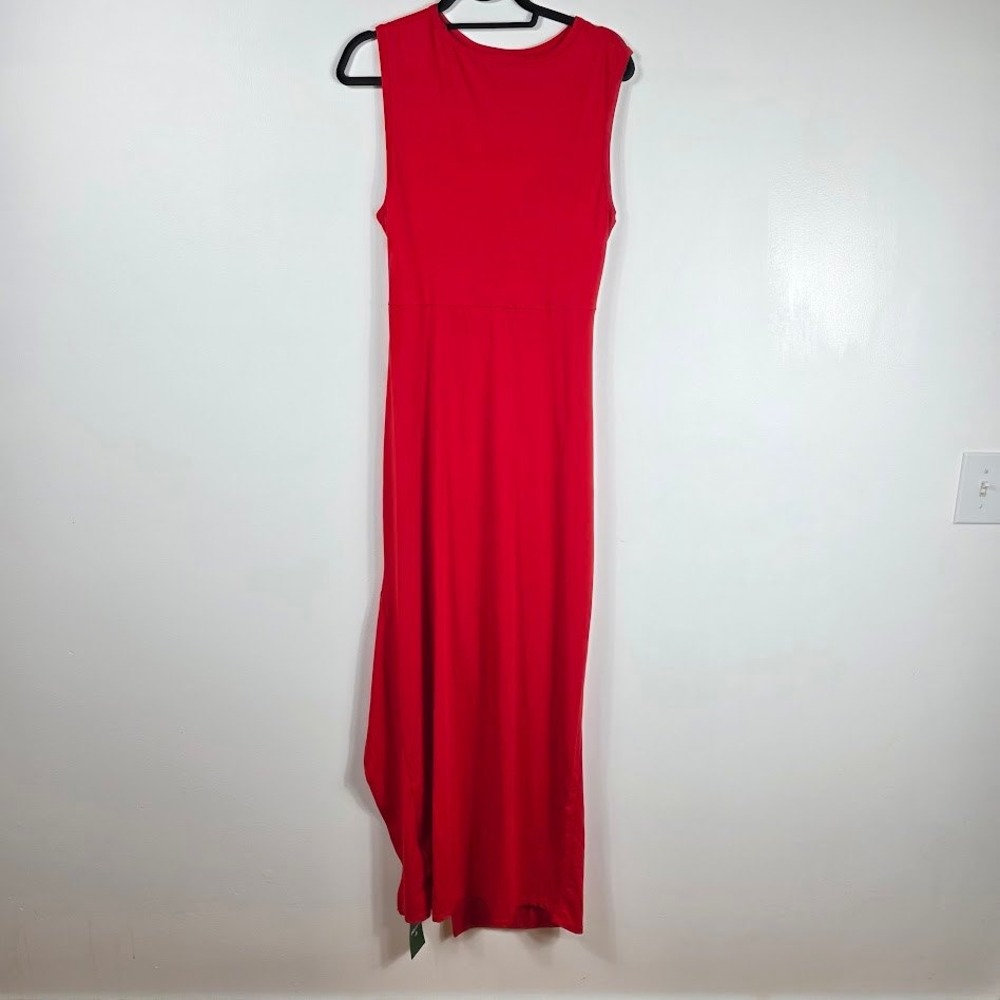 Halara Red Twist Front Cutout Ruched Side Slit Sleeveless Maxi Dress Womens‎ XL